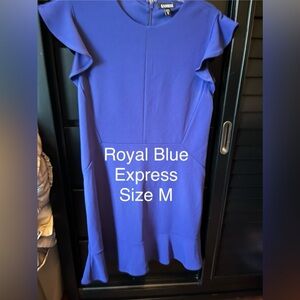 Express royal blue flutter sleeve/hem